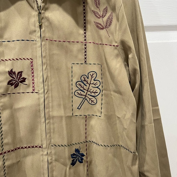 Vintage Alfred Dunner tan embroidered leaf fall jacket - Picture 4 of 6